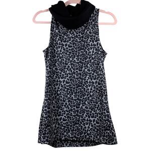 FOREVER 21 Gray Black Leopard Sweater Turtleneck Tank Top Small